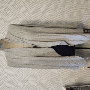 Joan Vass Gray Open Front Lightweight Long Cardigan Women's Size XL Extra Large